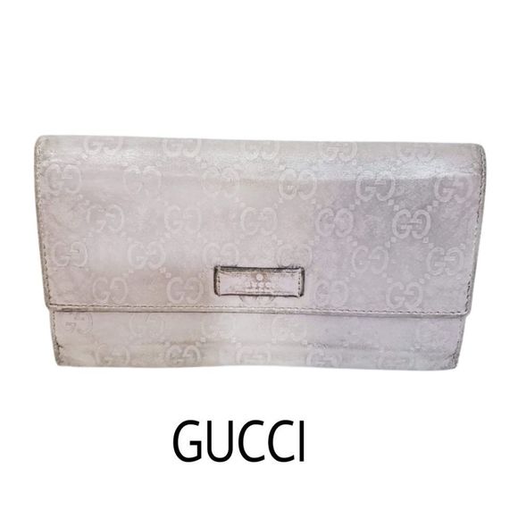 GUCCI  Authentic metallic GG leather large wallet - Picture 1 of 17